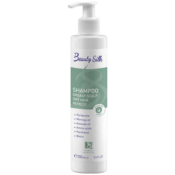 شامپو کف سر چرب و موی خشک بیوتی سیلک (250ml)  Greasy scalp and dry hair remedy shampoo